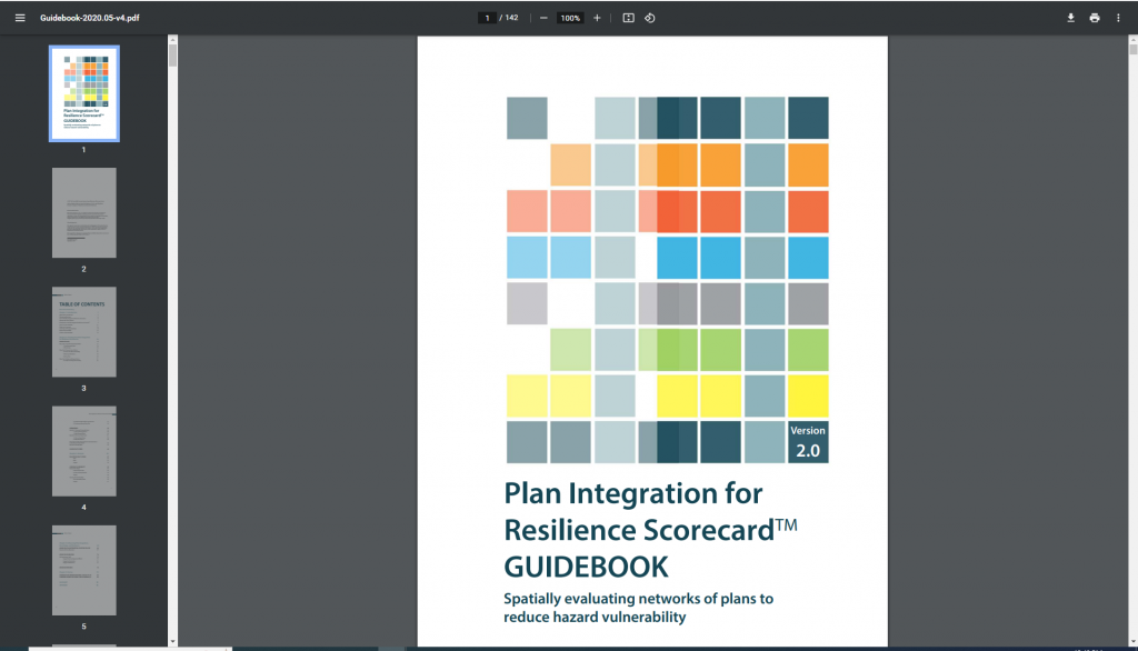 The title page of the guidebook, with the name of the scorecard and several decorative colored squares.