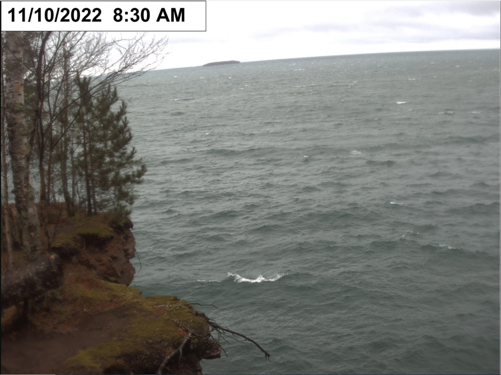 Lake Superior coastline with waves.